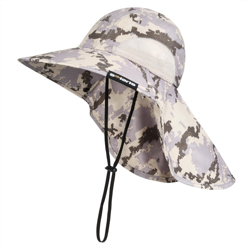 Solaris Sun Hat with Neck Flap, UPF 50 Sun Protection Lightweight Sun Cap for Men Women, Wide Brim Hat for Fishing Hiking Beach Safari, Digign Gray - Image 1